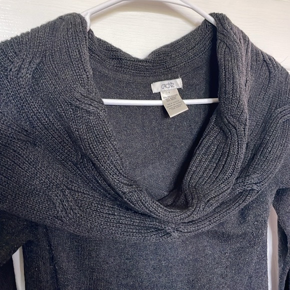 Cache Gray Off-the-Shoulder Cowlneck Tunic Sweater - Picture 3 of 3